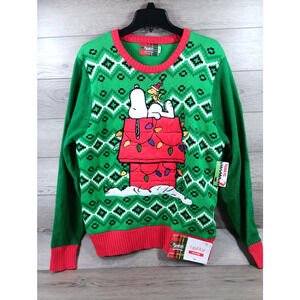 Spencer's Workshop Peanuts Snoopy Christmas Sweater Size Large Light Up